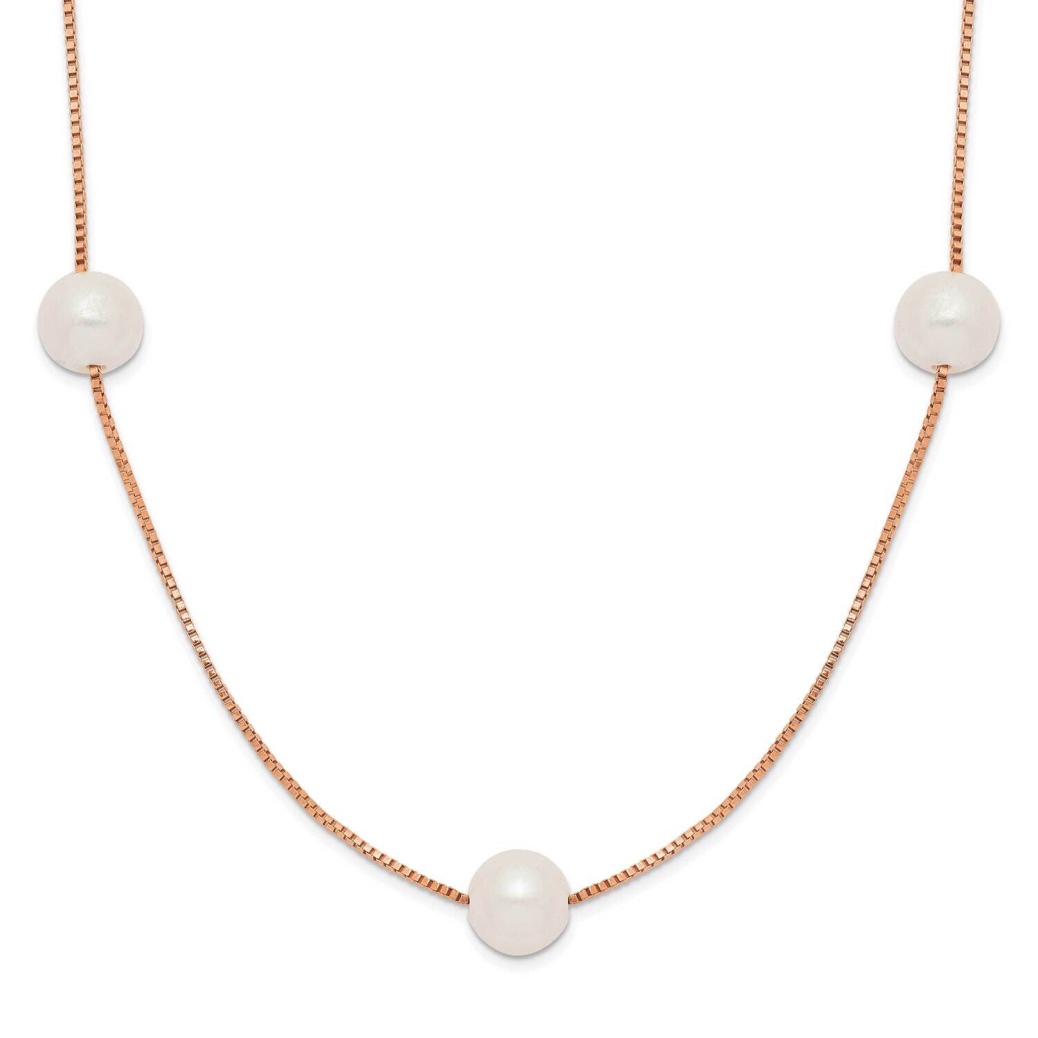 5-6mm Round White Cultured Freshwater Pearl 9-Station Necklace 14k Rose Gold XF772R-18, MPN: XF772R…