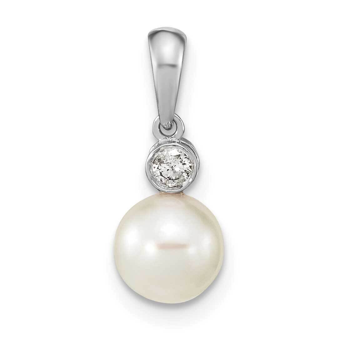 6-7mm Round White Saltwater Akoya Pearl .05Ct. Diamond Pendant 14k White Gold XF784, MPN: XF784,