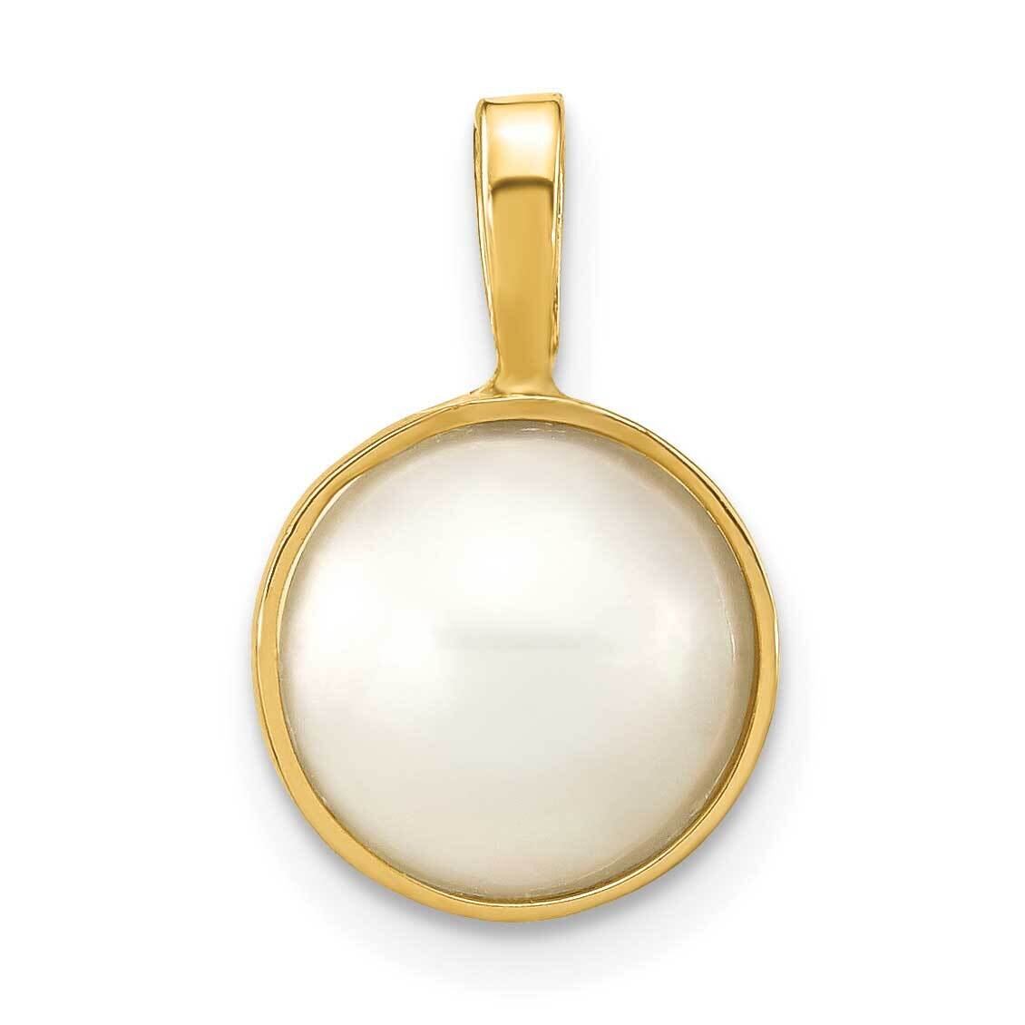 9-10mmwhite Saltwater Mabe Pearl Pendant 14k Gold XF786