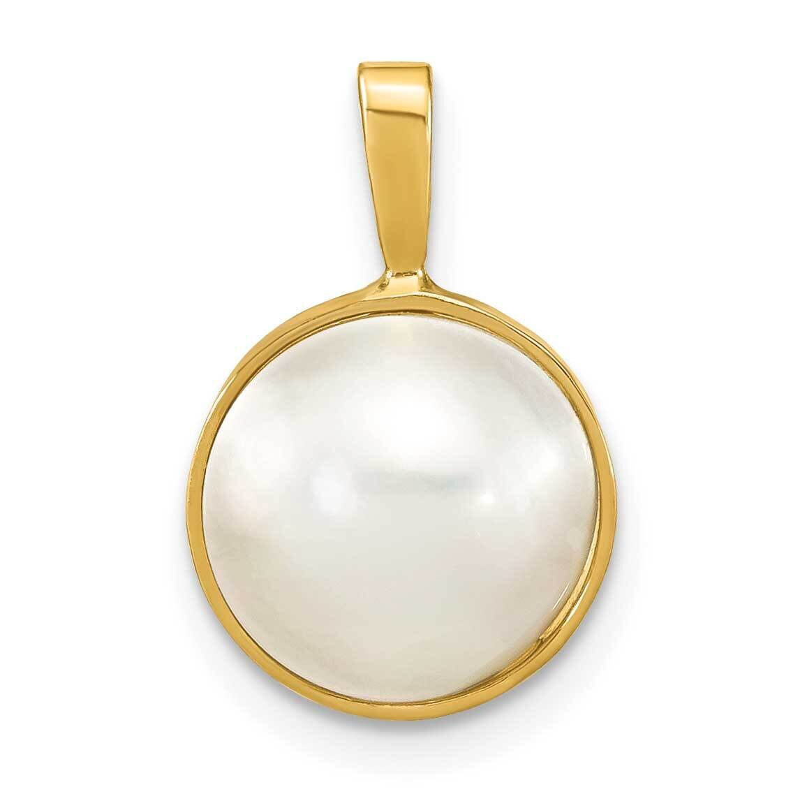 10-11mmwhite Saltwater Mabe Pearl Pendant 14k Gold XF787