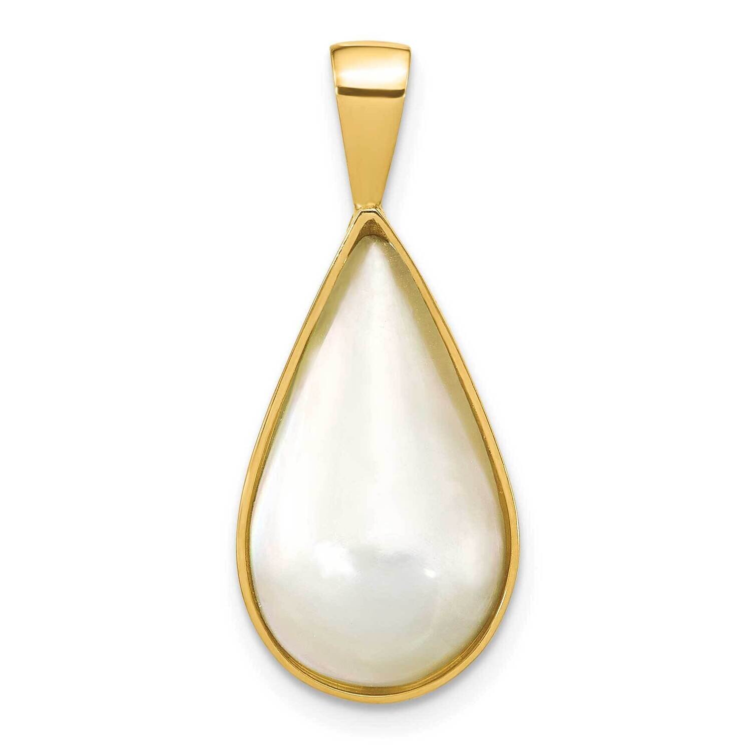 10X18 Teardrop White Saltwater Mabe Pearl Pendant 14k Gold XF789, MPN: XF789,