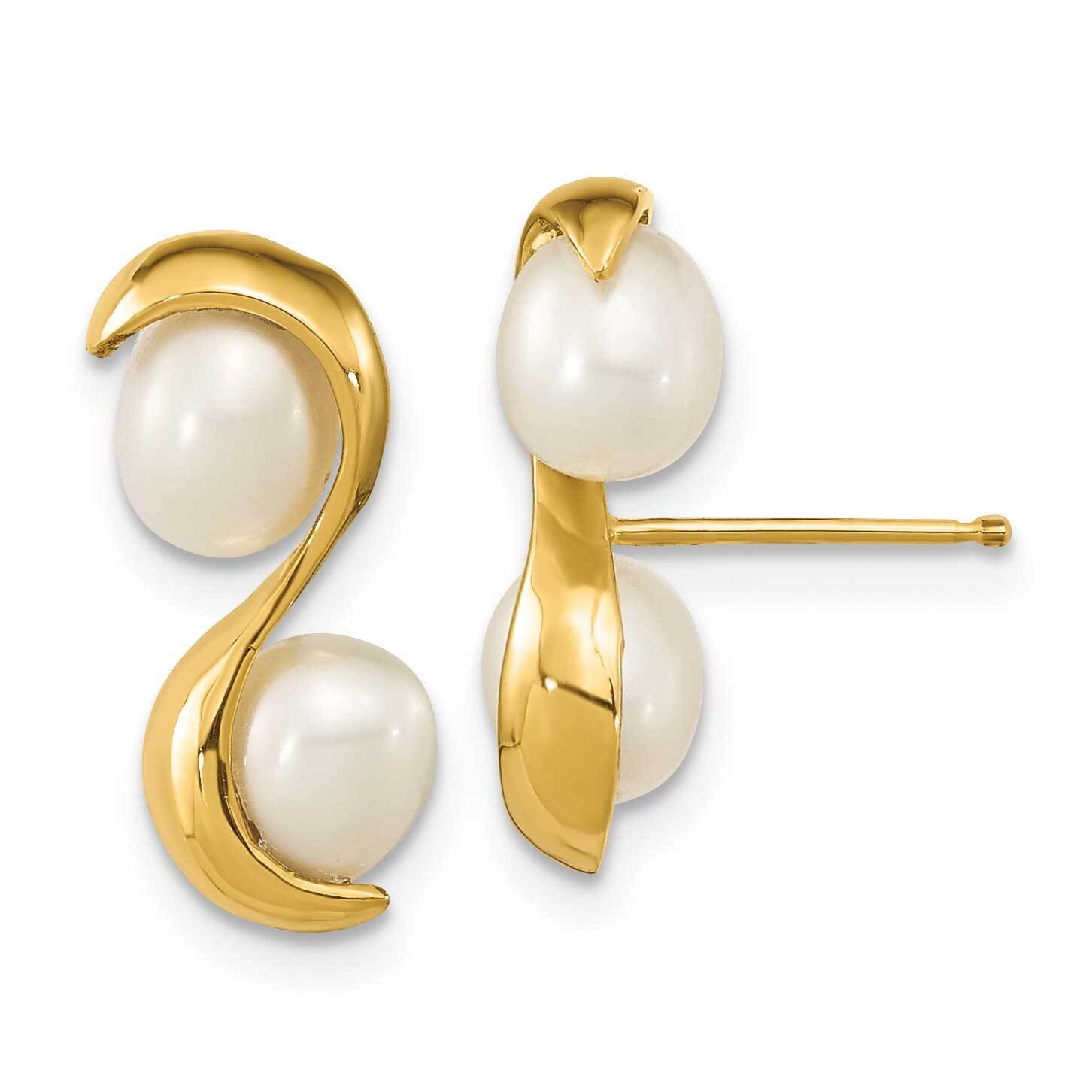 4-5mm Rice Cultured Freshwater Pearl Post Dangle Earrings 14k Gold XF791E, MPN: XF791E, 191101800412