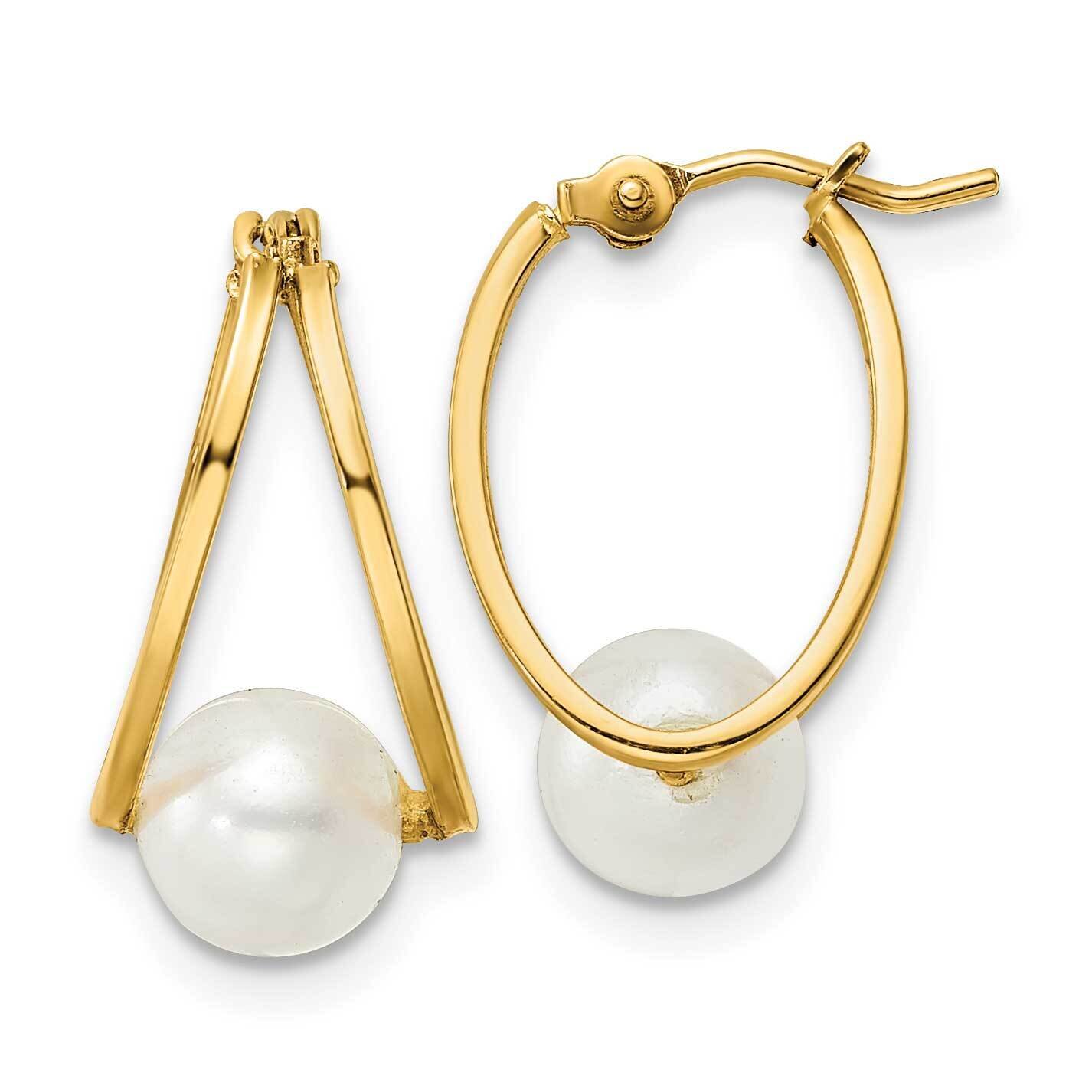 Freshwater Cultured Pearl Hoop Earrings 14k Gold Polished XF798E