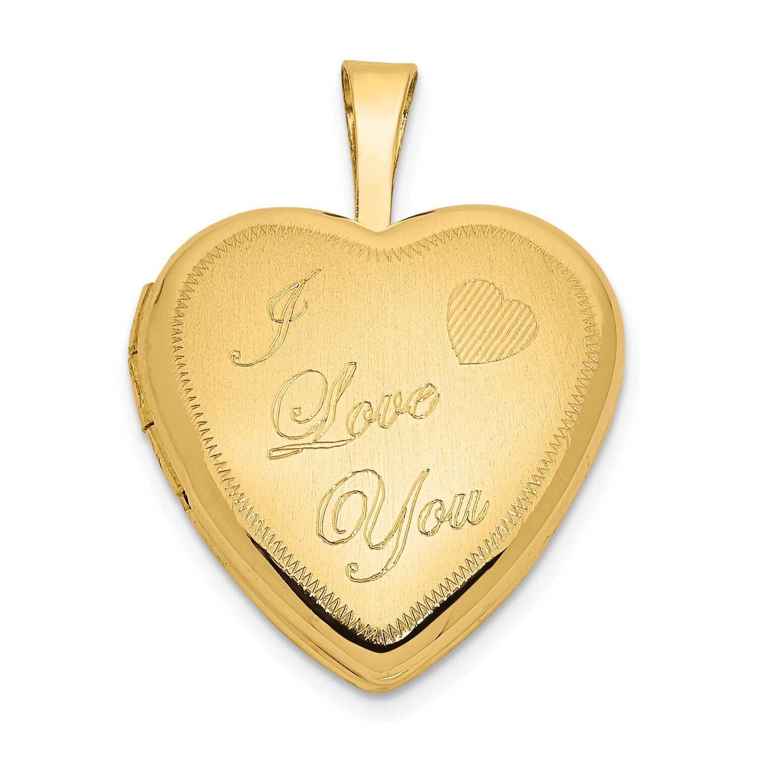 16mm Satin I Love You Heart Locket 14k Gold XL788