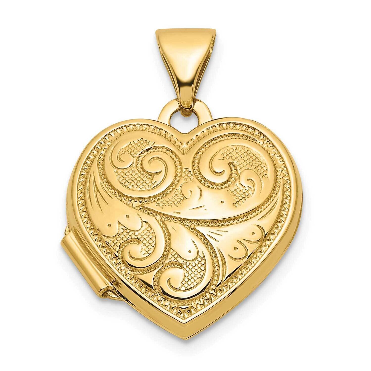 Reversible Swirl Design 15mm Heart Locket 14k Gold XL804, MPN: XL804,