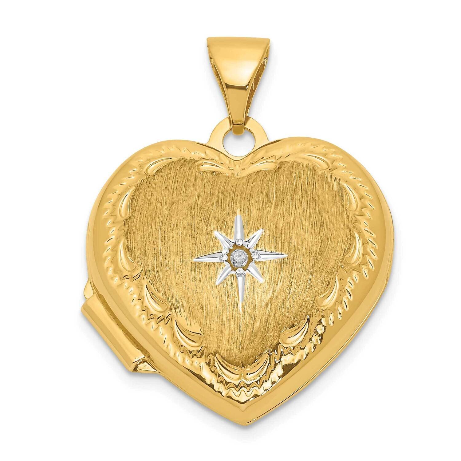 Satin White Rhodium Diamond Heart Locket 14k Gold Polished XL816
