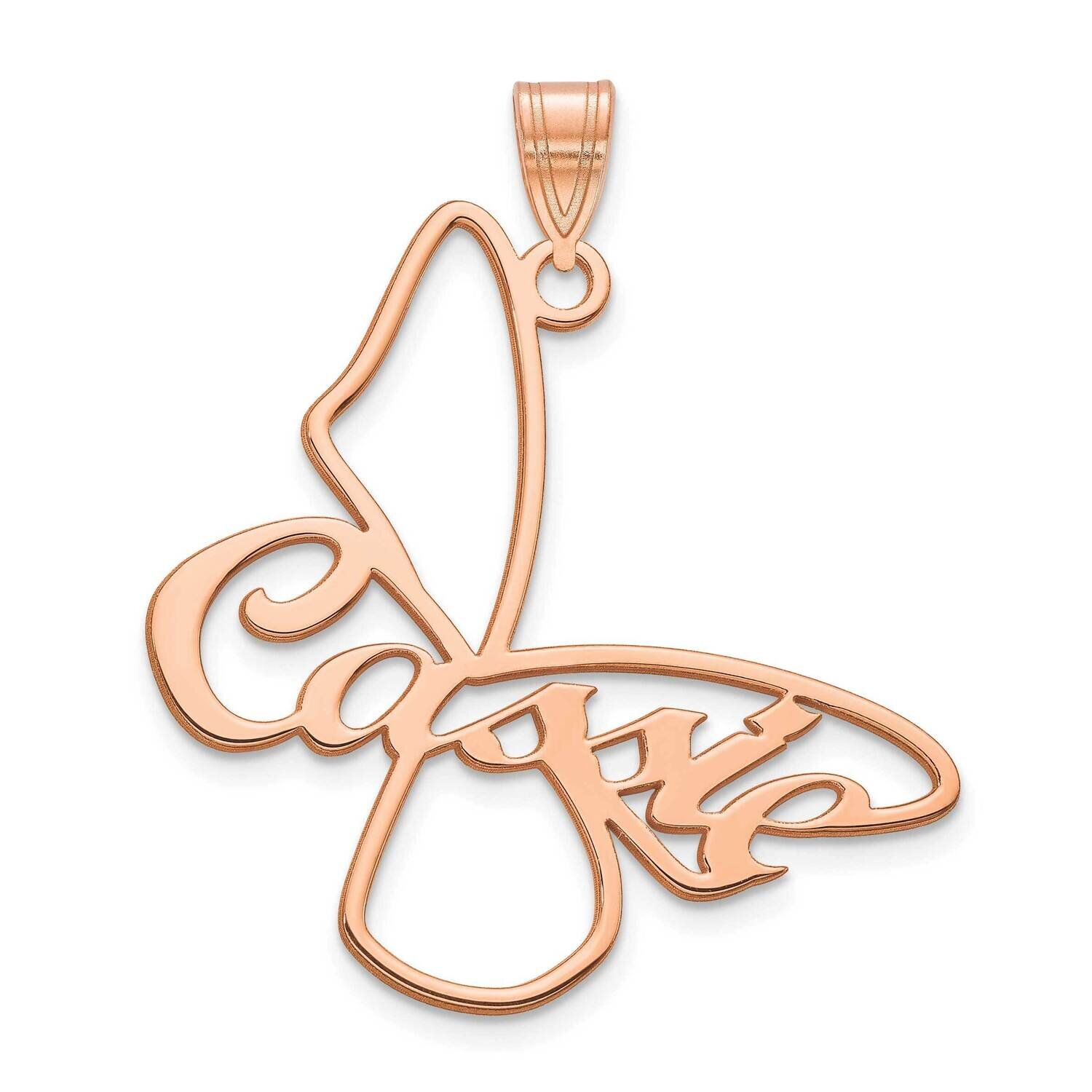 Butterfly with Name On Wings Pendant 14k Rose Gold Large XNA1029R