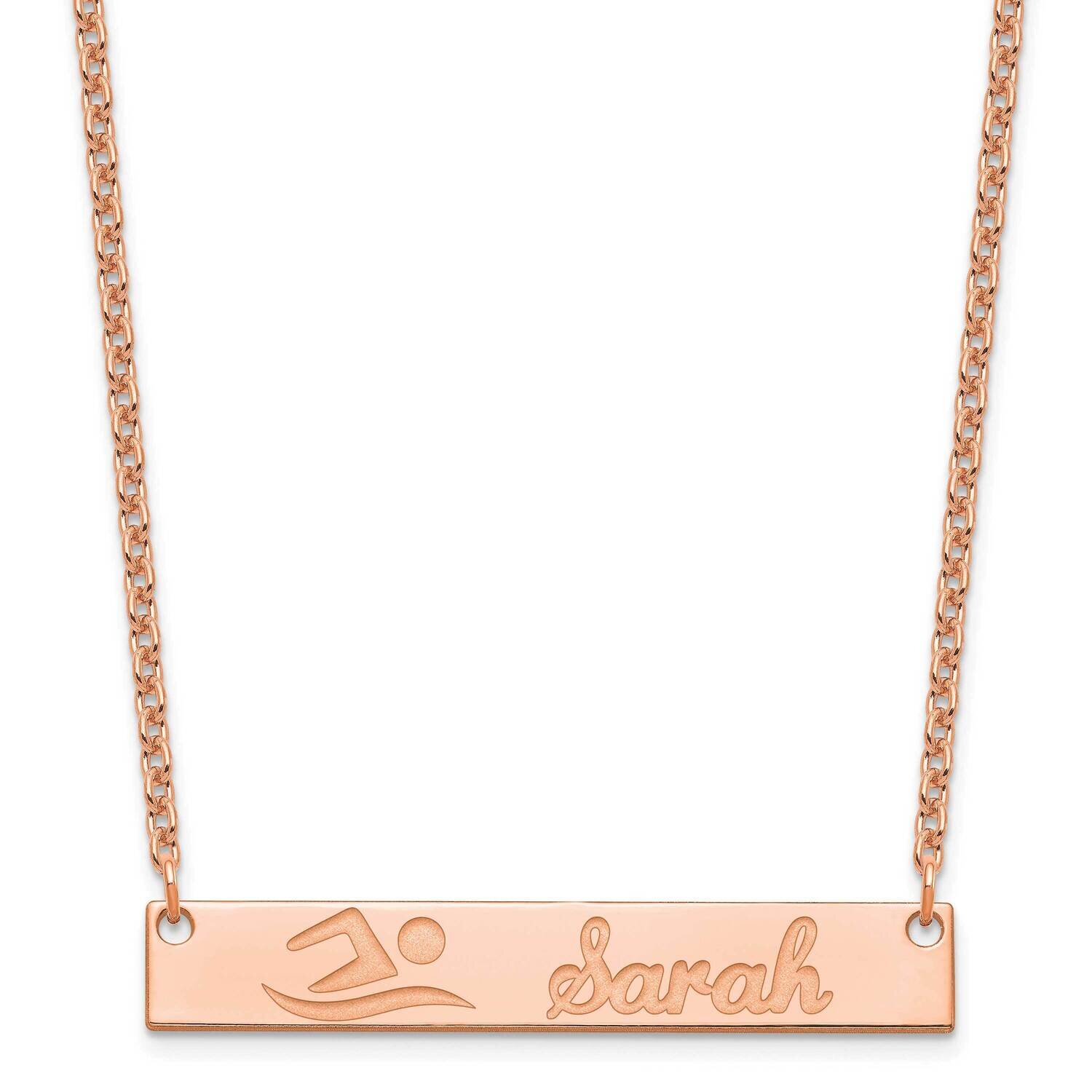 Medium Customized Bar Necklace Sterling Silver Rose-plated XNA1041RP, MPN: XNA1041RP,