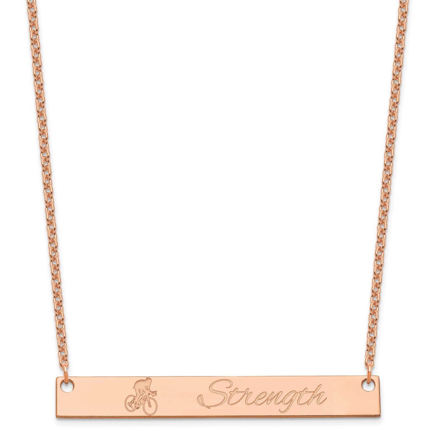 Large Customized Bar Necklace Sterling Silver Rose-plated XNA1042RP, MPN: XNA1042RP,