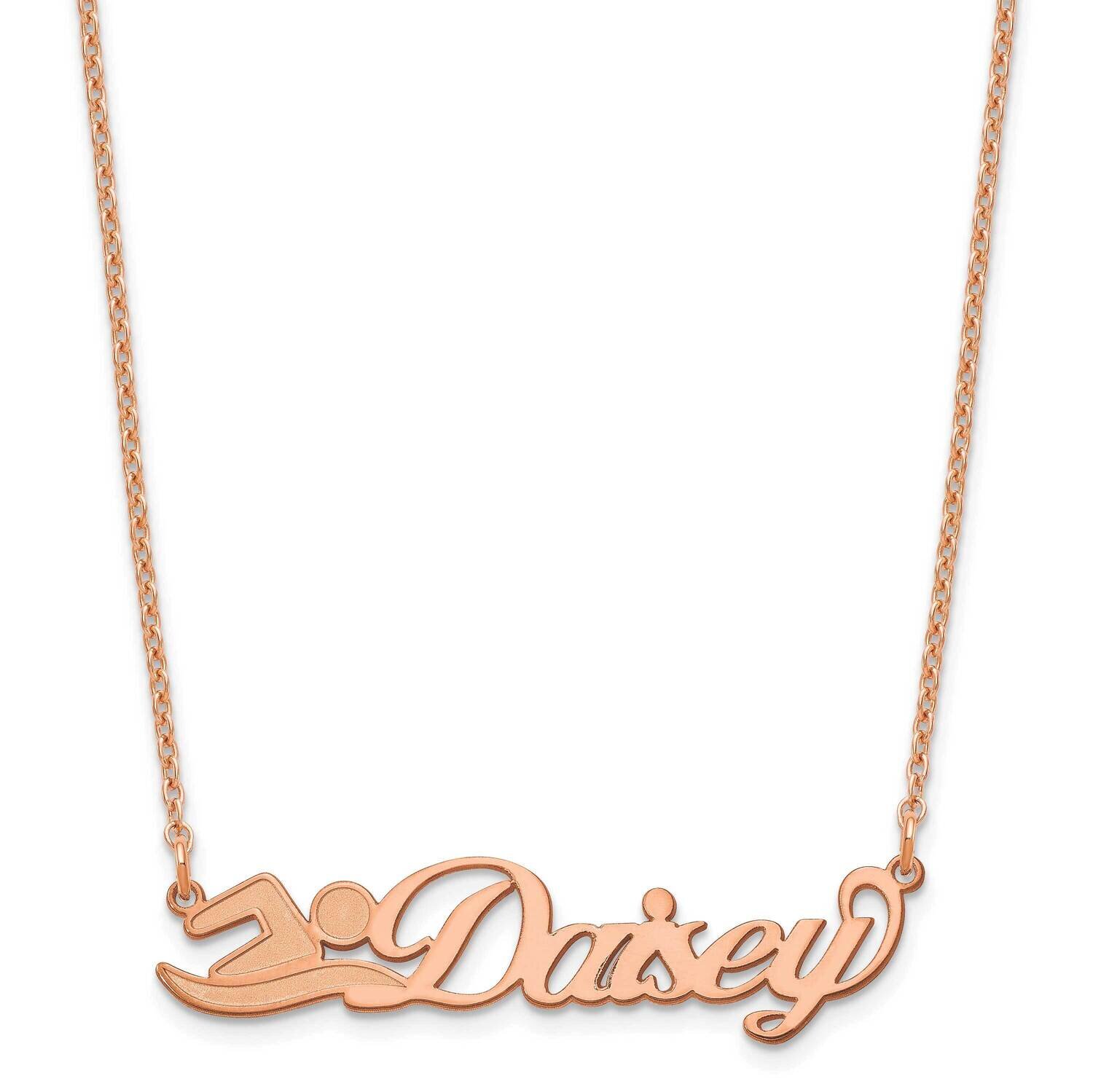 Small Customized Name Plate Necklace Sterling Silver Rose-plated XNA1049RP