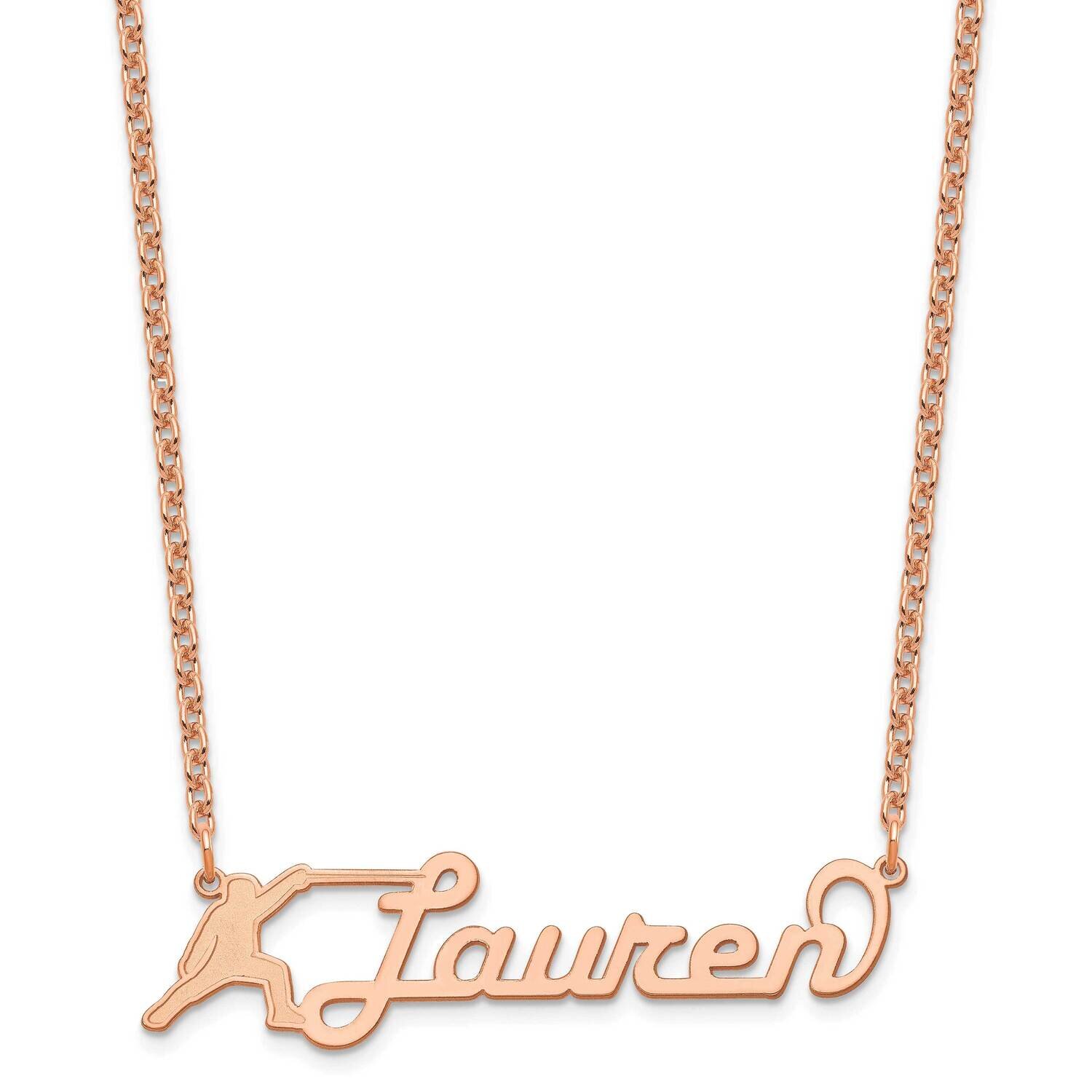 Medium Customized Name Plate Necklace Sterling Silver Rose-plated XNA1050RP, MPN: XNA1050RP,