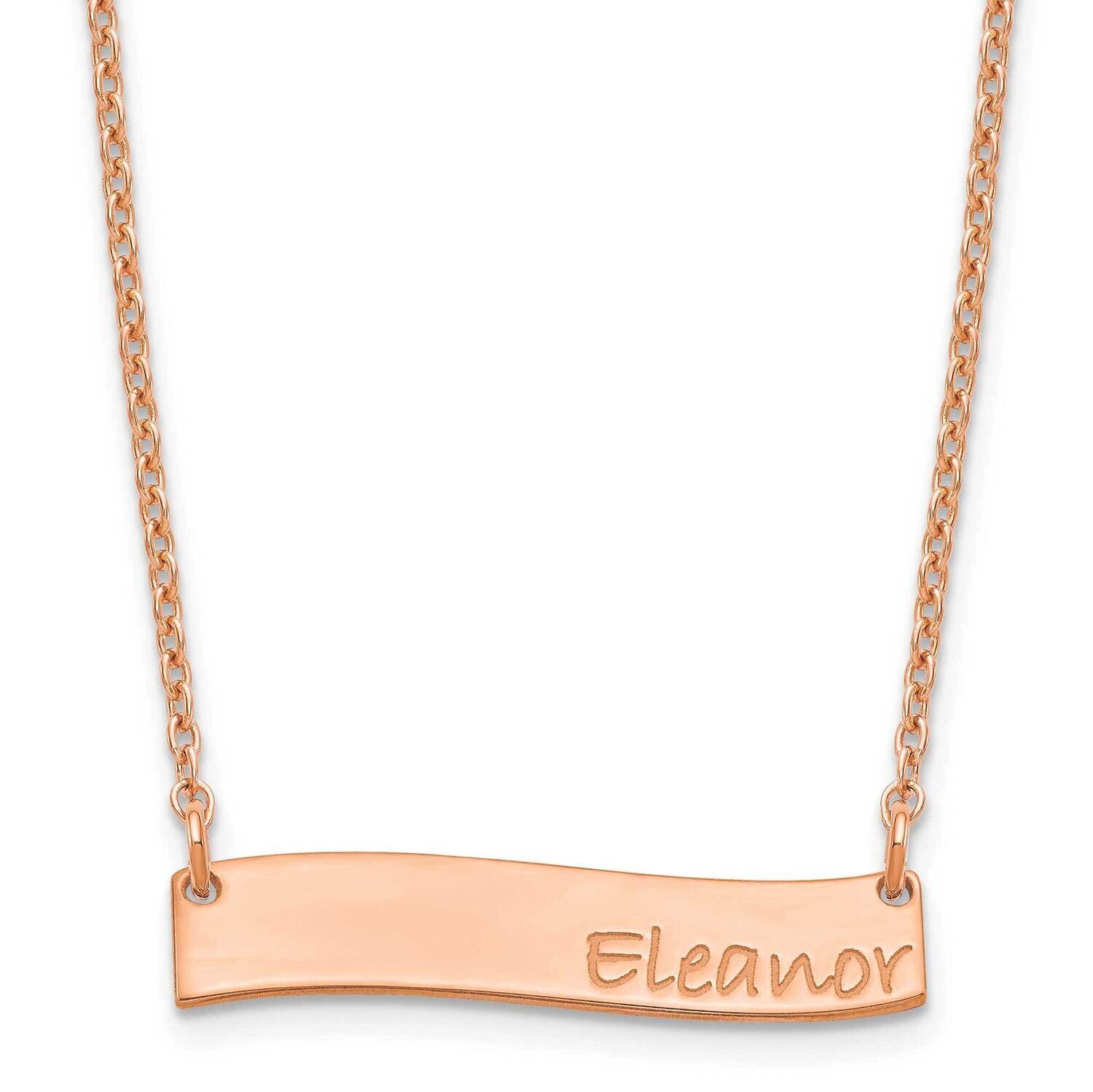 Small Polished Curved Bar Necklace Sterling Silver Rose-plated XNA1074RP, MPN: XNA1074RP,