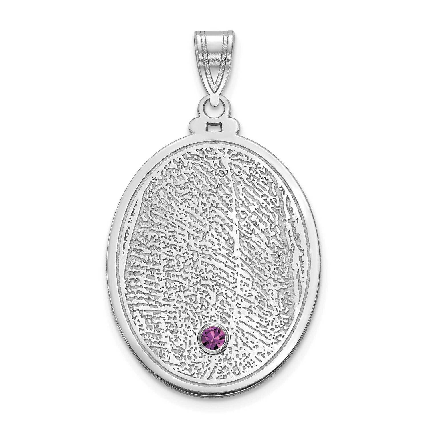 Oval Fingerprint with 18k Gold Bezel Birthstone Pendant 14k White Gold XNA1075W, MPN: XNA1075W,