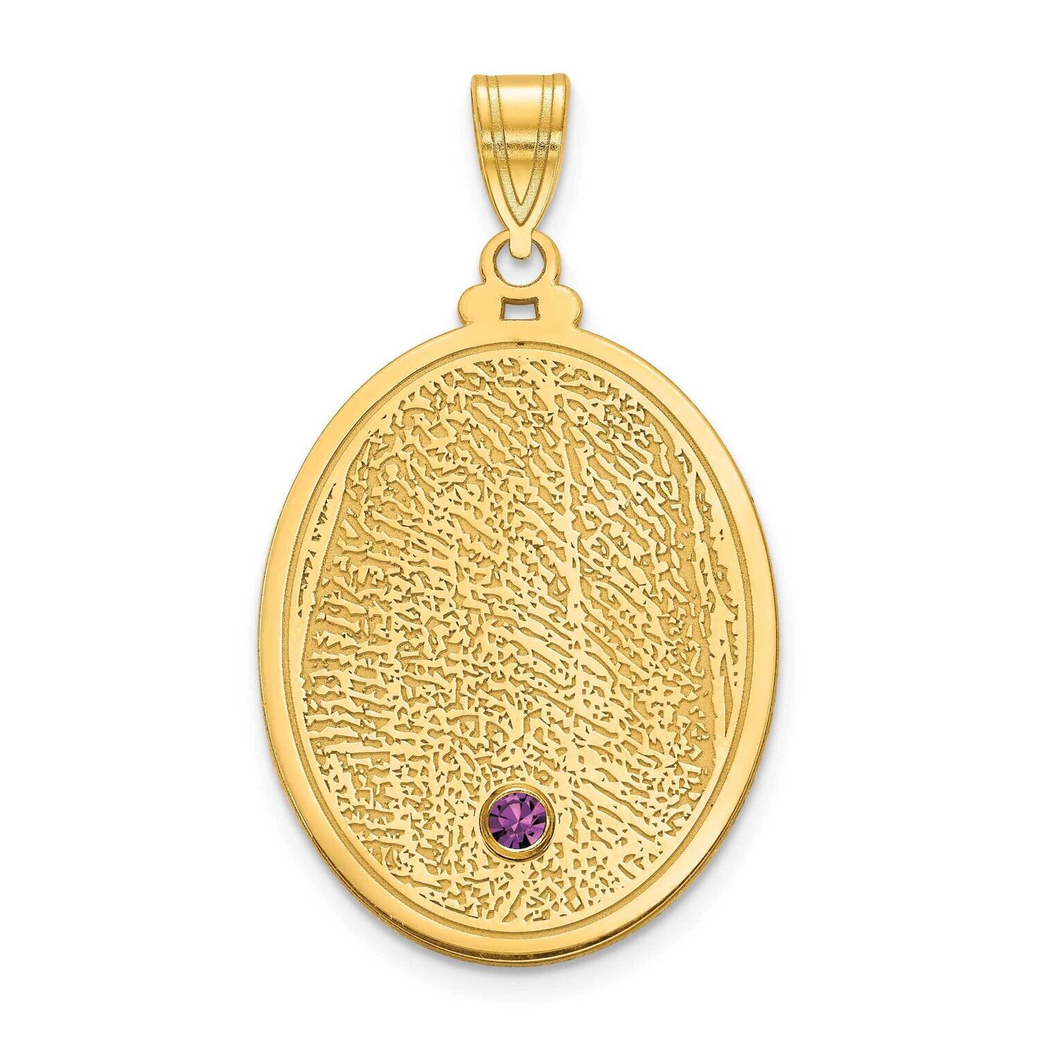 Oval Fingerprint with 18k Gold Bezel Birthstone Pendant 14k Gold XNA1075Y