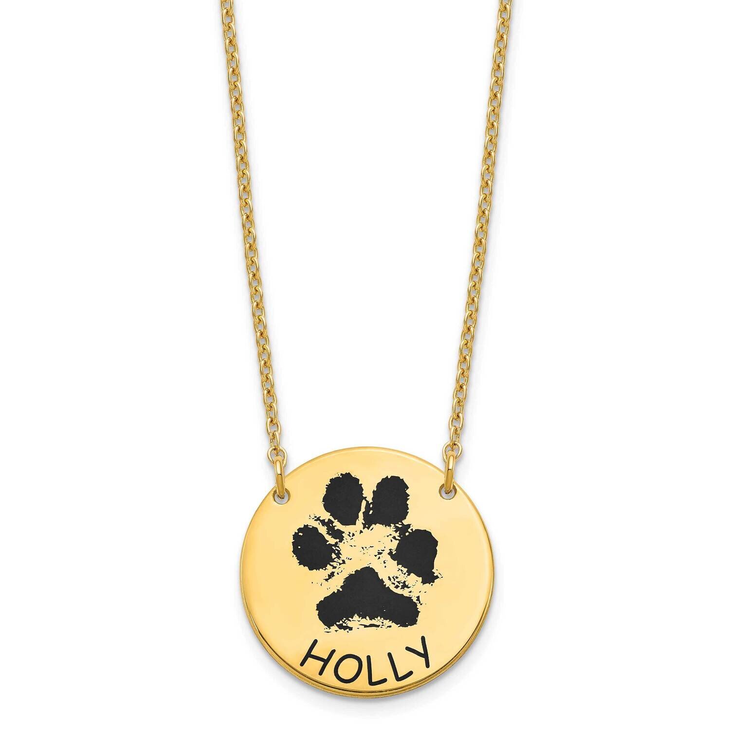 Small Epoxied Paw Print Necklace Sterling Silver Gold-plated XNA1079GP