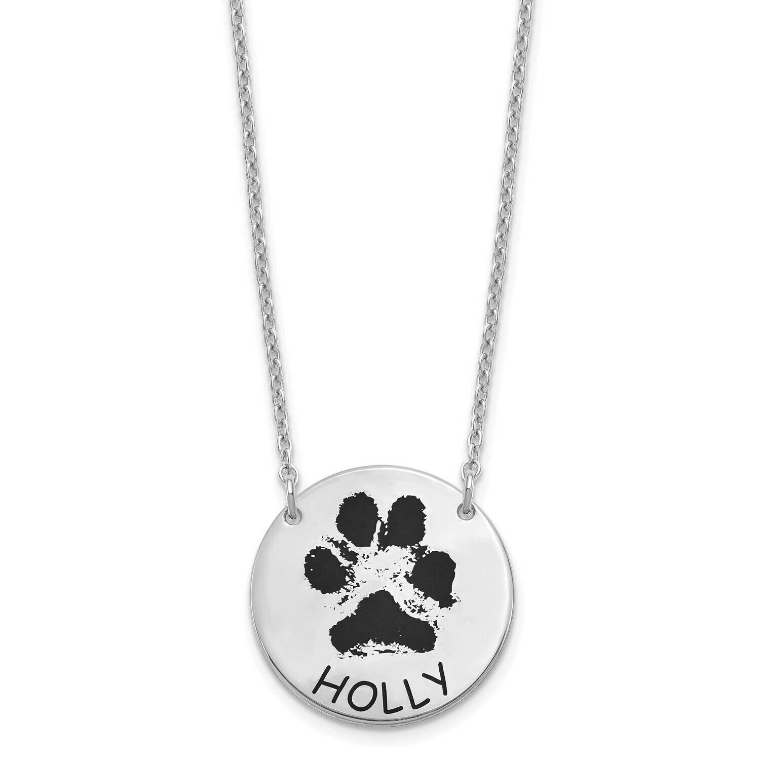 Small Epoxied Paw Print Necklace Sterling Silver Rhodium-plated XNA1079SS