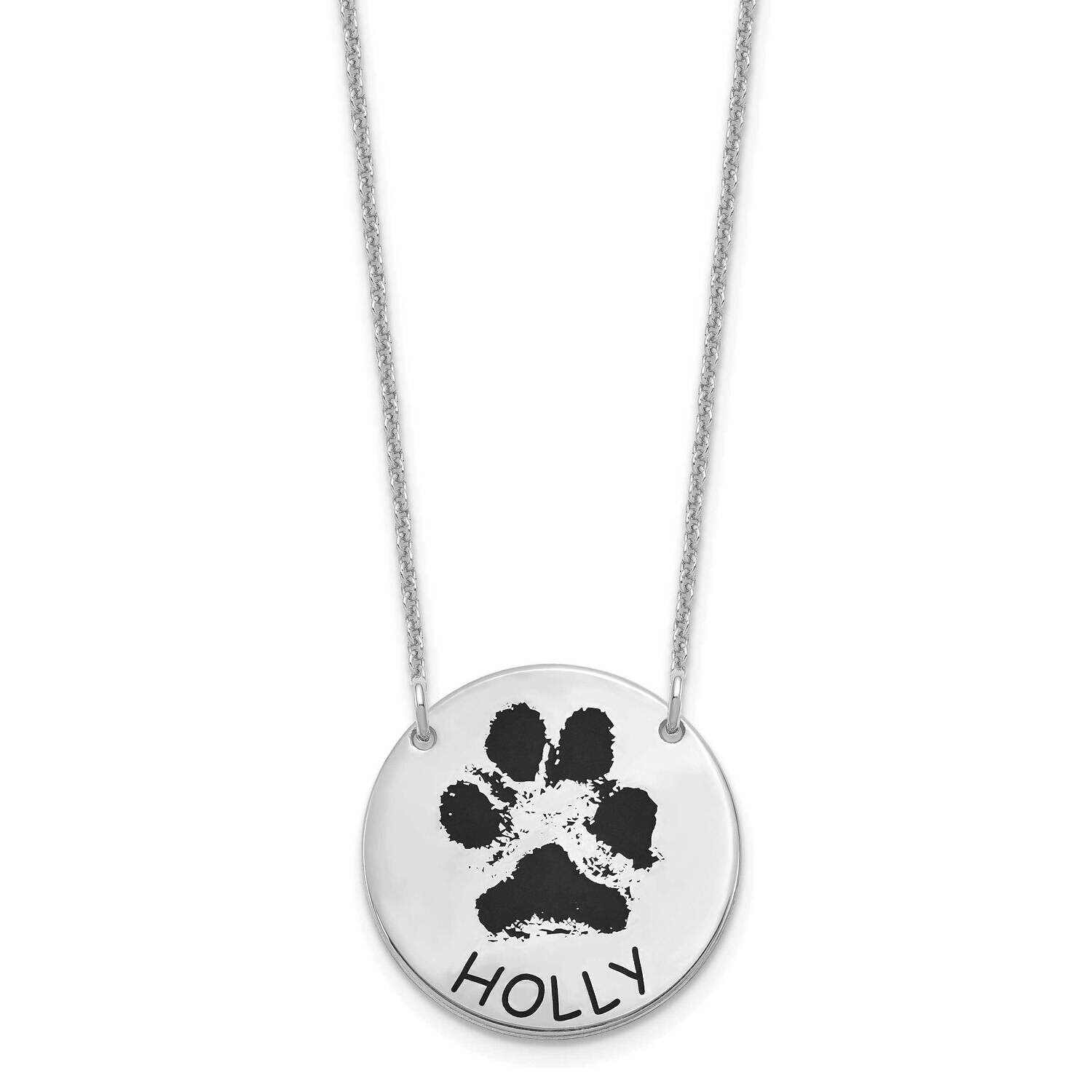 Small Epoxied Paw Print Necklace 14k White Gold XNA1079W, MPN: XNA1079W, 191101994975