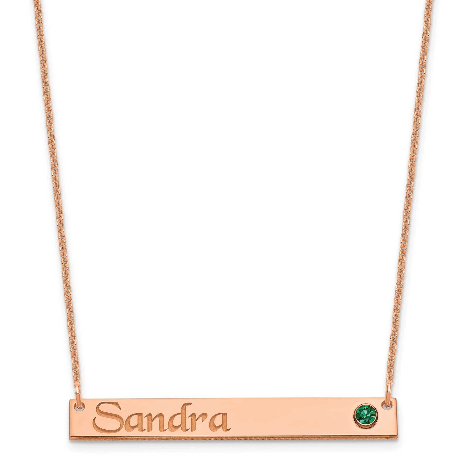 Personalized Bar with 18k Gold Bezel Birthstone Necklace 14k Rose Gold XNA1090R