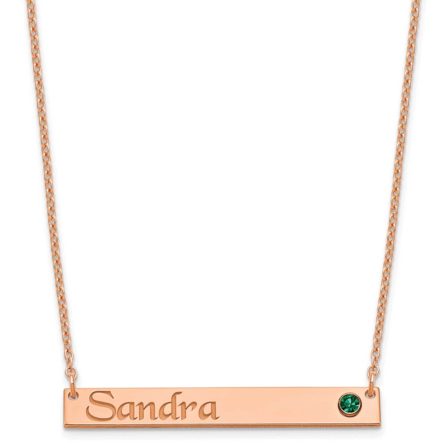 Personalized Bar with Birthstone Necklace Sterling Silver Rose-plated XNA1090RP