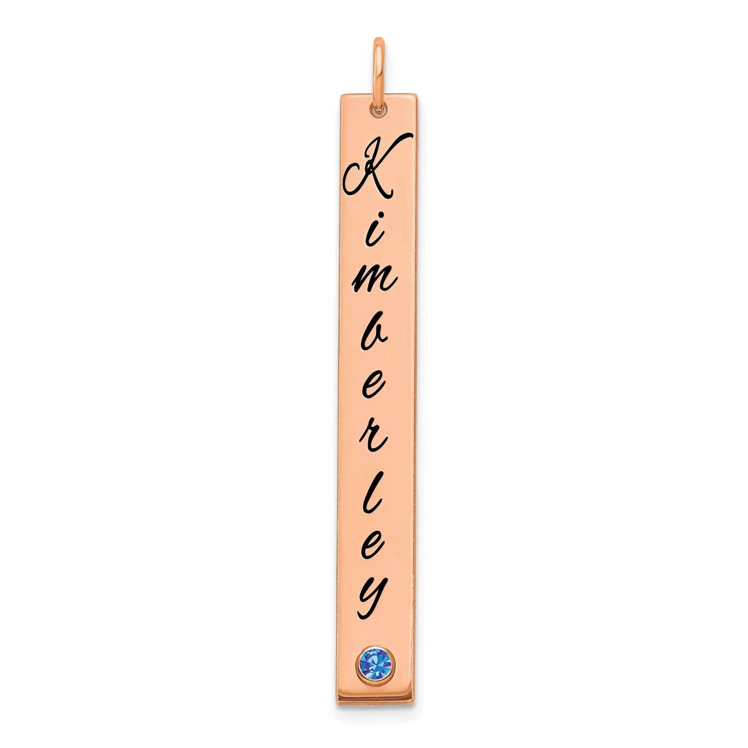 Ss Rose-Plated Large Personalized Vertical Bar with Birthstone Necklace XNA1096RP