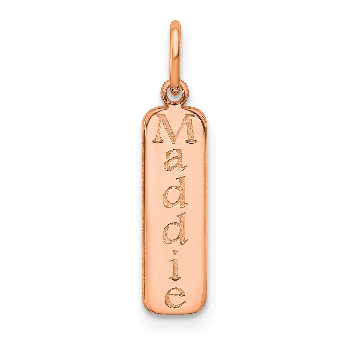Rose Gold Vertical Block Font Name Bar Charm Sterling Silver XNA1115RP, MPN: XNA1115RP,