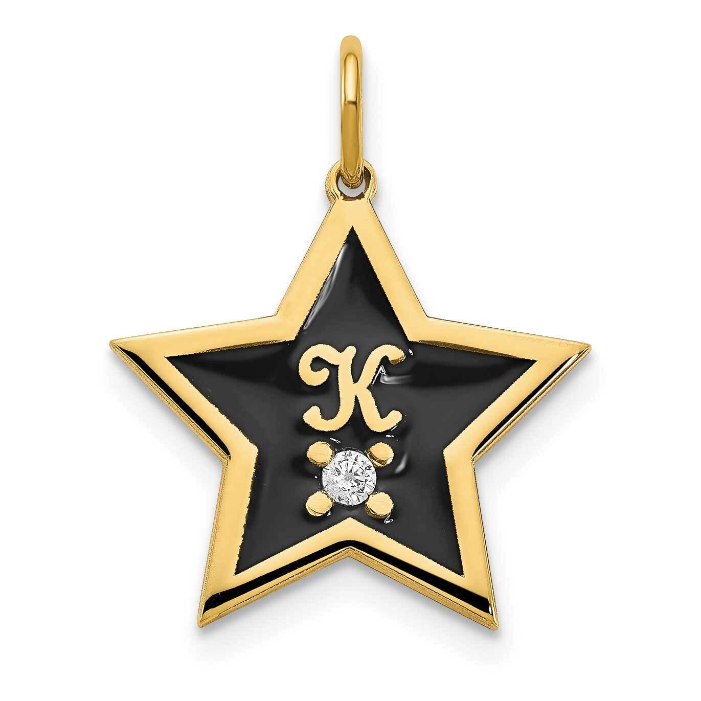 Initial Epoxy Star with Diamond Charm Sterling Silver Gold-plated XNA1161GP