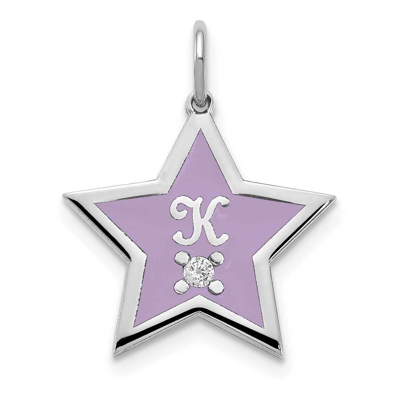 Initial Epoxy Star with Diamond Charm Sterling Silver Rhodium-plated XNA1161SS