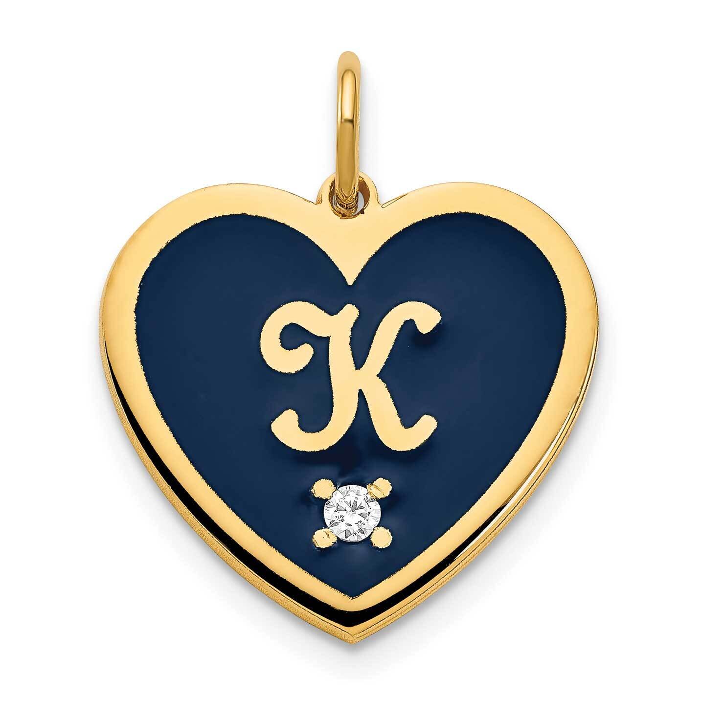 Monogram Initial Epoxied Heart with Diamond Charm Gold-plated Sterling Silver XNA1165GP