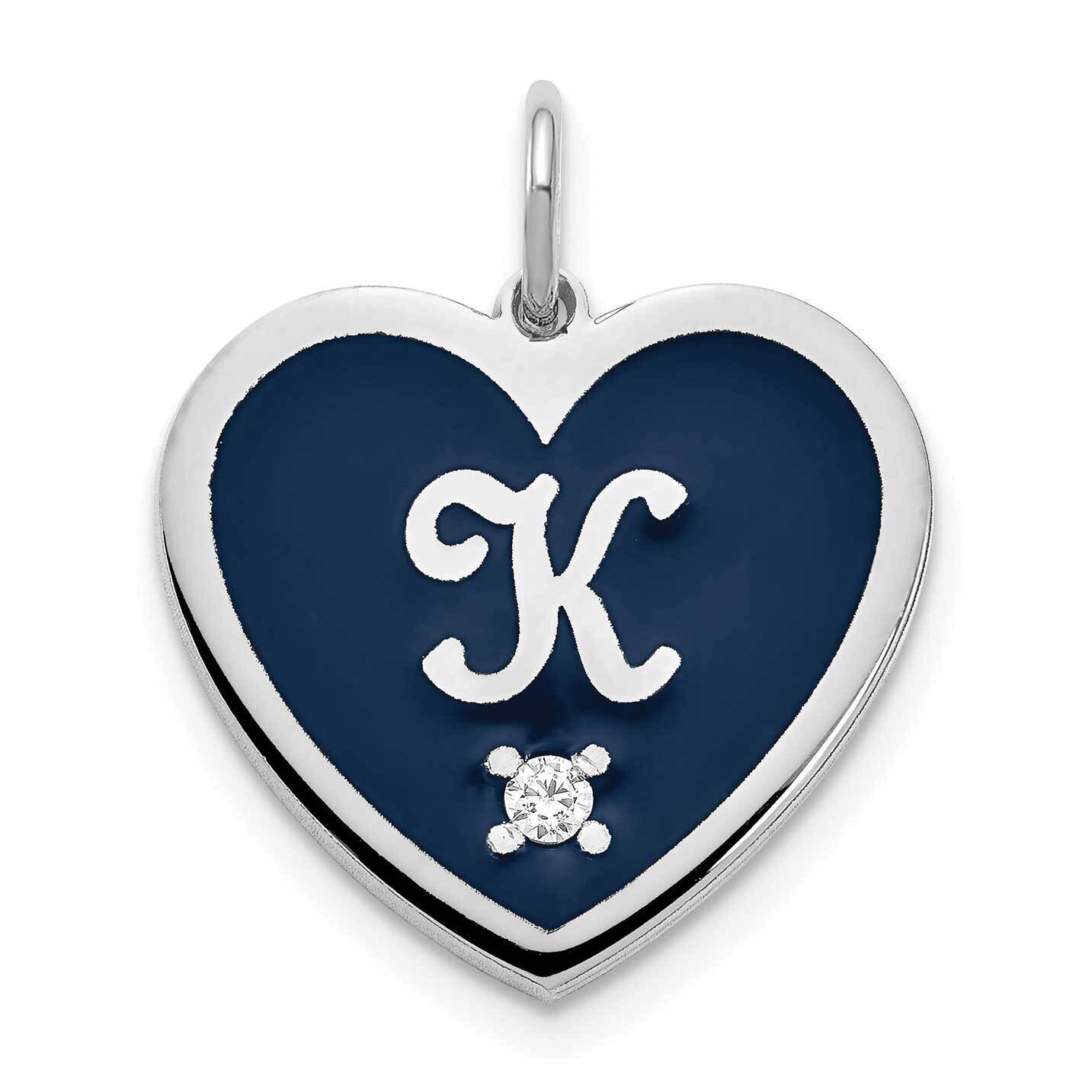 Monogram Initial Epoxied Heart with Diamond Charm Sterling Silver Rhodium-plated XNA1165SS, MPN: XN…