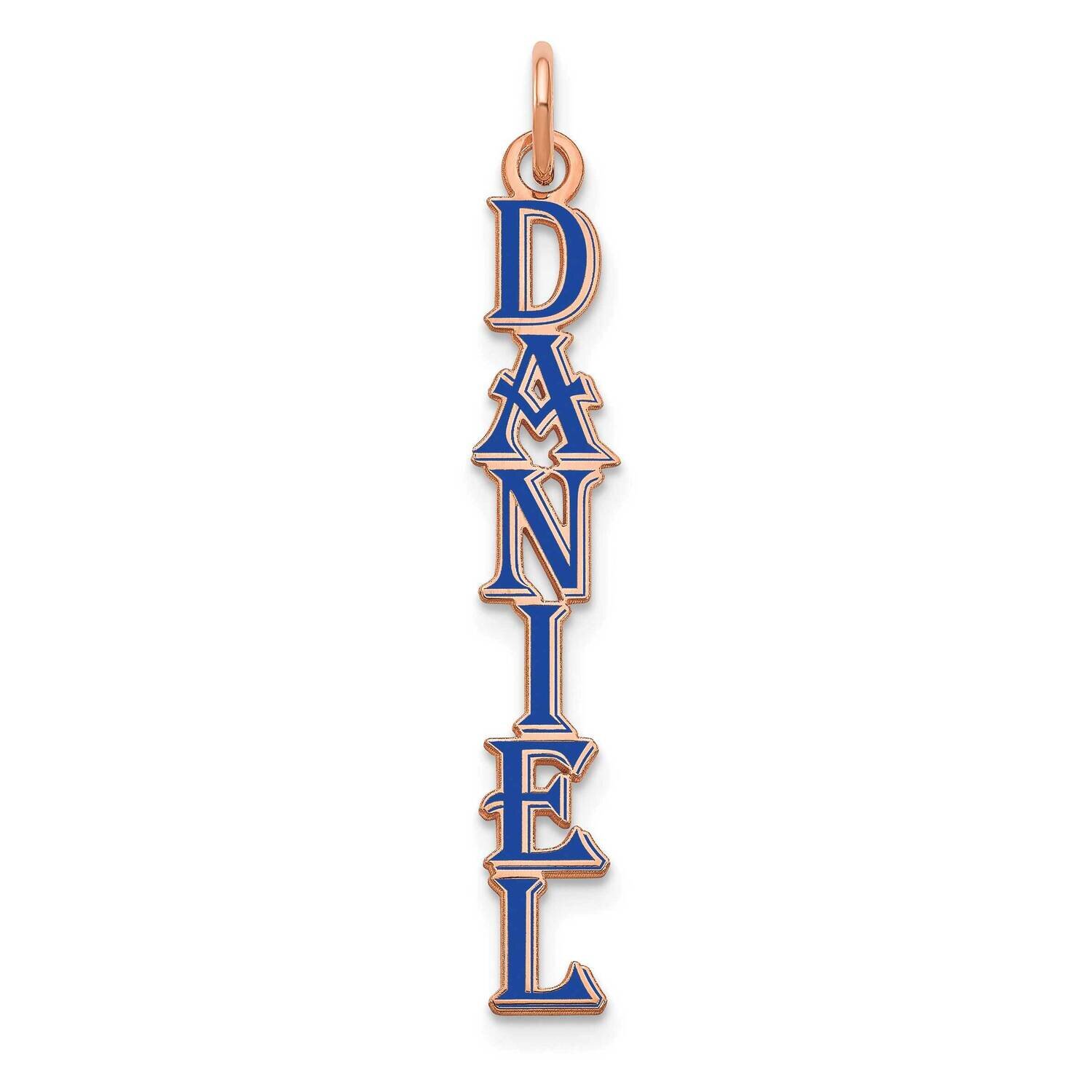 Ss Rose-Plated Algerian Font Vertical Name Plate with Epoxy Charm XNA1167RP, MPN: XNA1167RP,