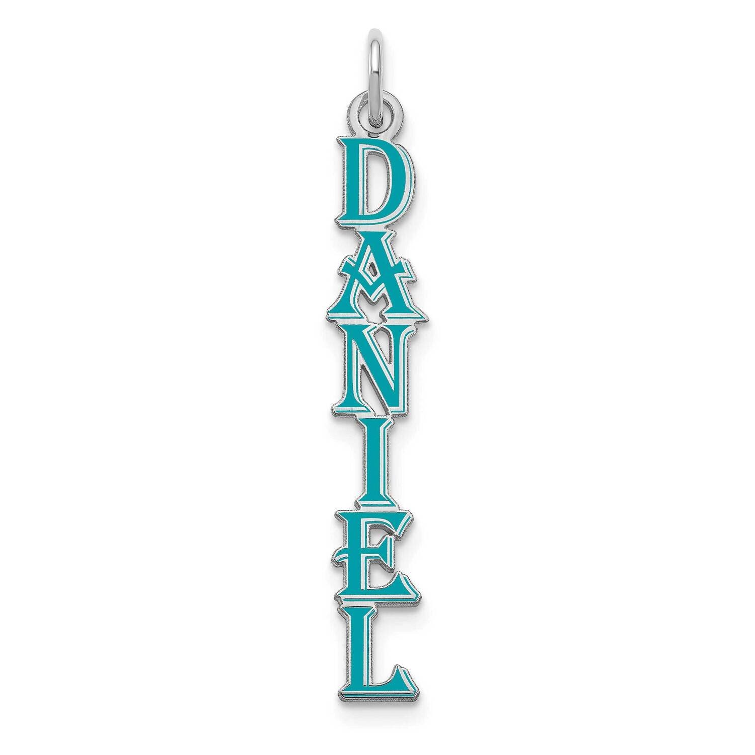 Algerian Font Vertical Name Plate with Epoxy Charm 14k White Gold XNA1167W, MPN: XNA1167W,