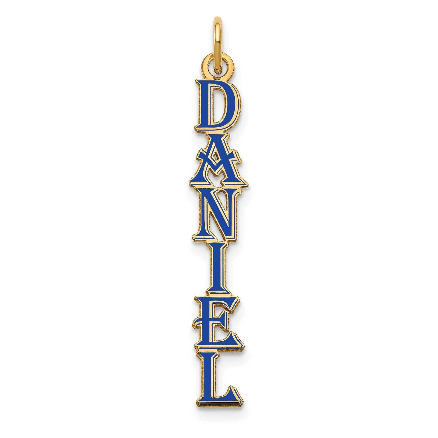 Algerian Font Vertical Name Plate with Epoxy Charm 14k Gold XNA1167Y, MPN: XNA1167Y,