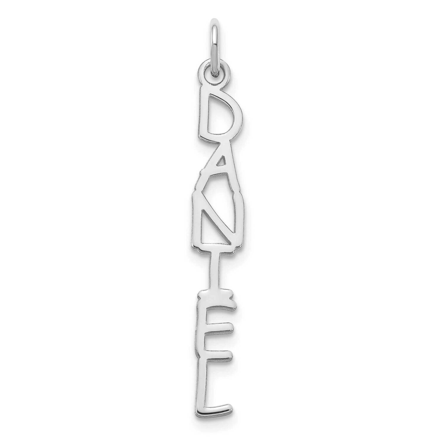 Comic Sans Font Vertical Name Plate Charm Sterling Silver Rhodium-plated XNA1168SS