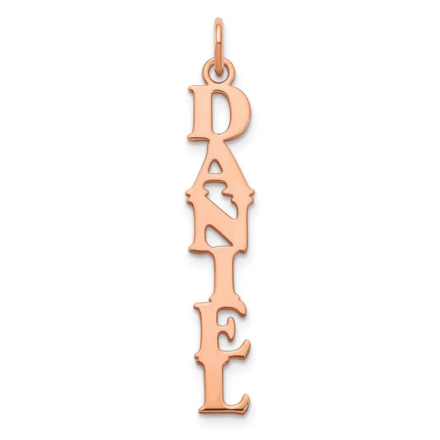 Ss Rose-Plated Cooper Font Vertical Name Plate Charm XNA1170RP
