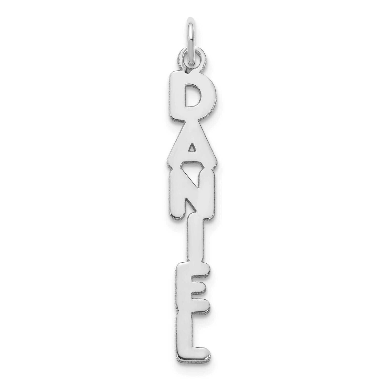 Kimberly Font Vertical Name Plate Charm Sterling Silver Rhodium-plated XNA1172SS