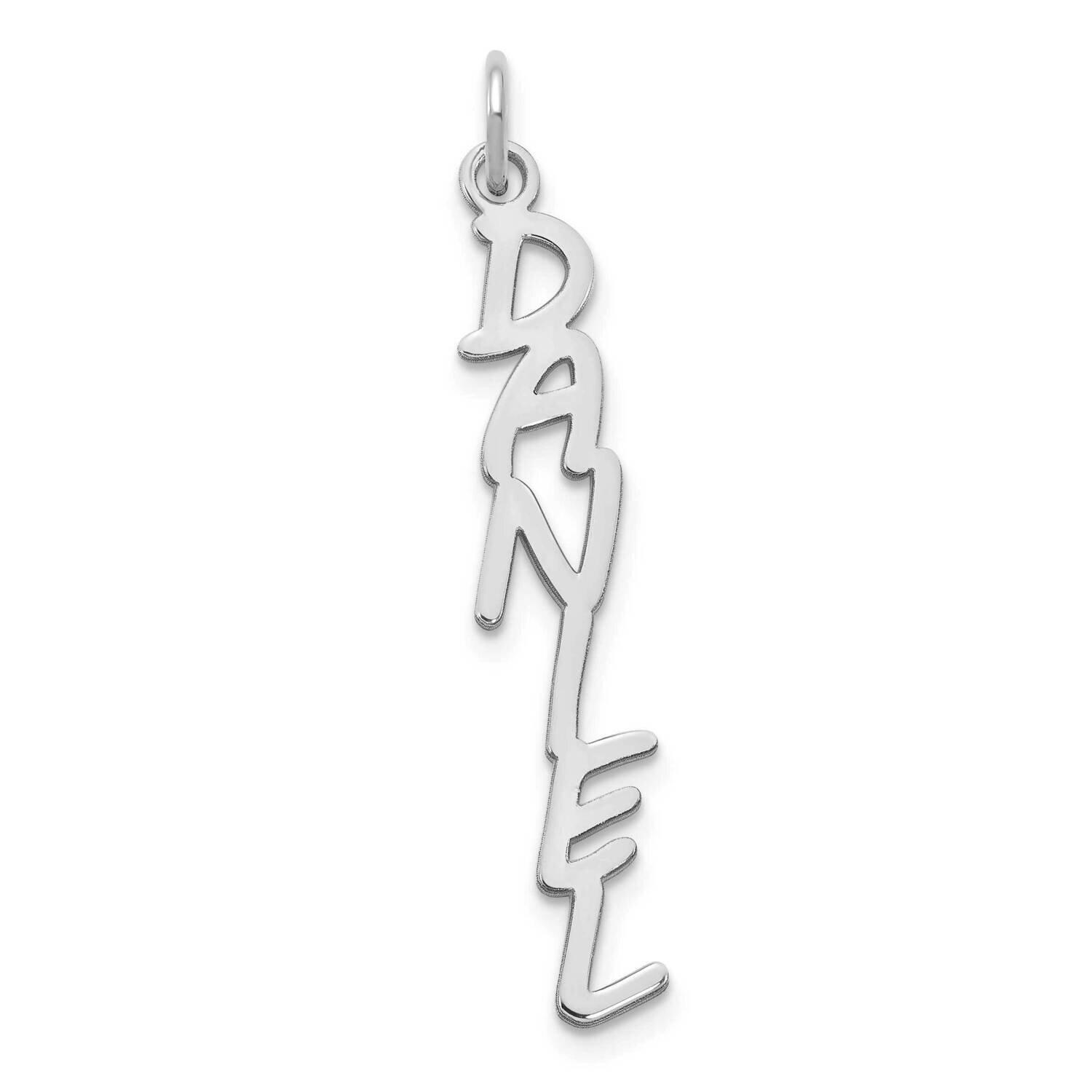 Mv Boli Font Vertical Name Plate Charm Sterling Silver Rhodium-plated XNA1174SS