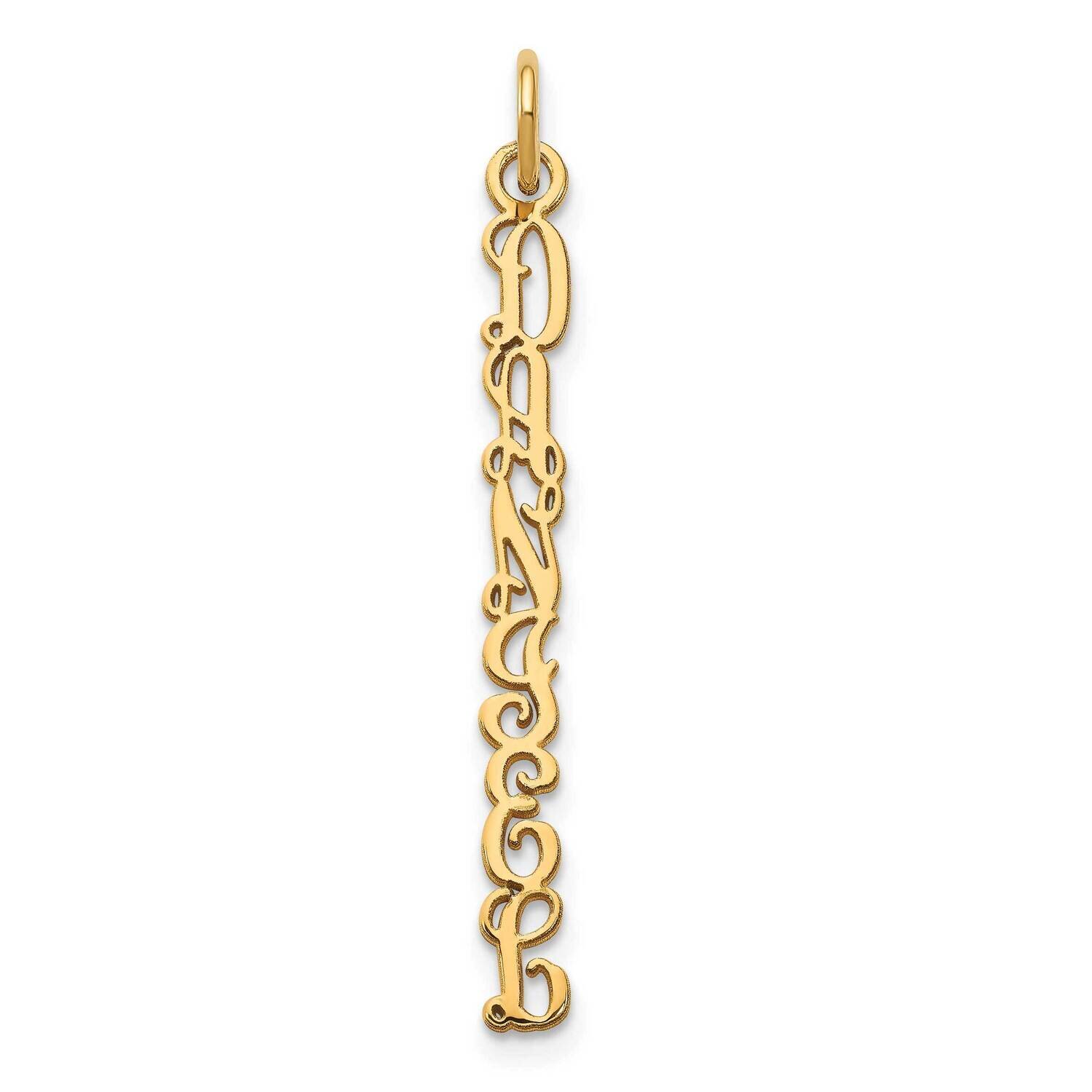 Qg Vine Font Name Plate Charm Sterling Silver Gold-plated XNA1175GP