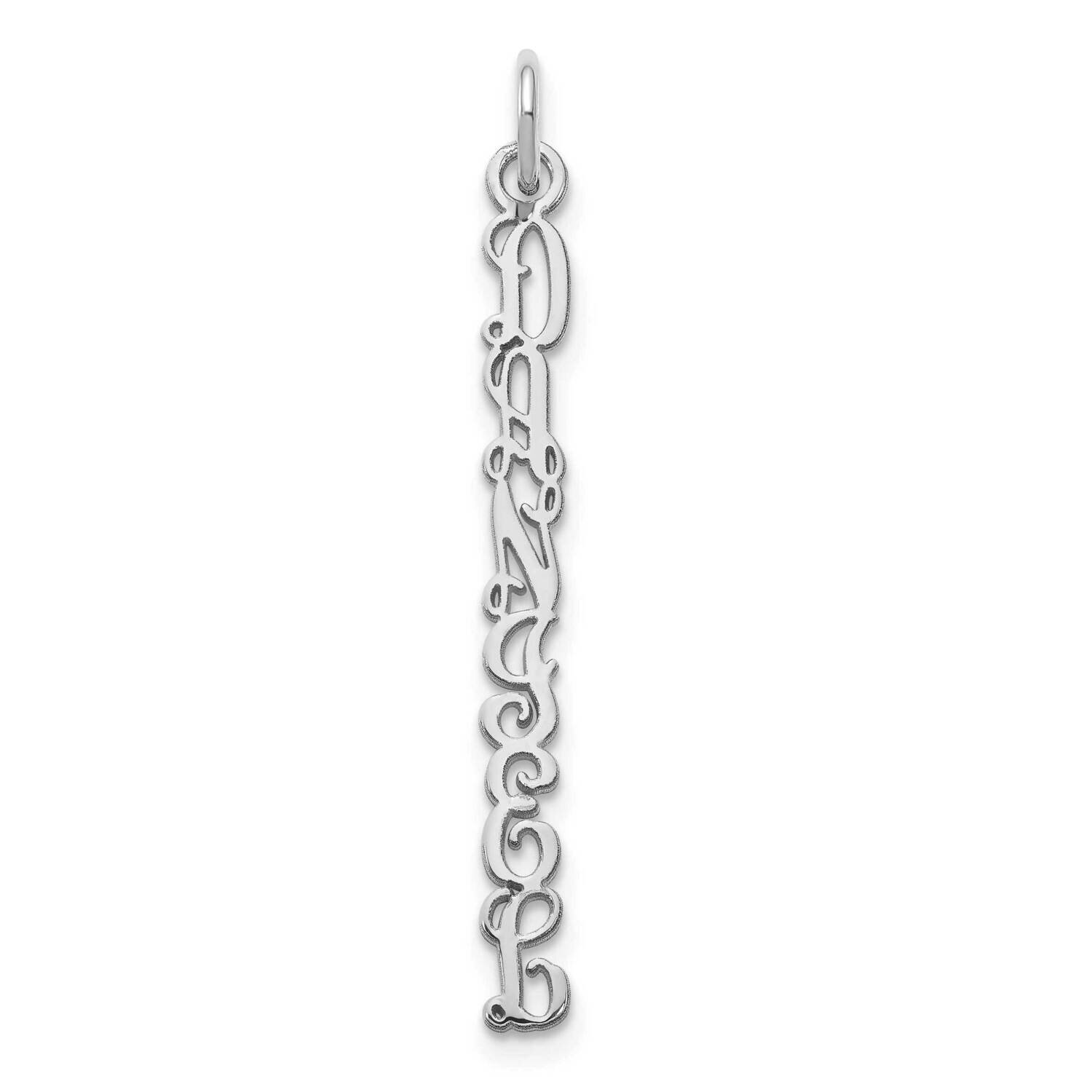 Qg Vine Font Vertical Name Plate Charm Sterling Silver Rhodium-plated XNA1175SS