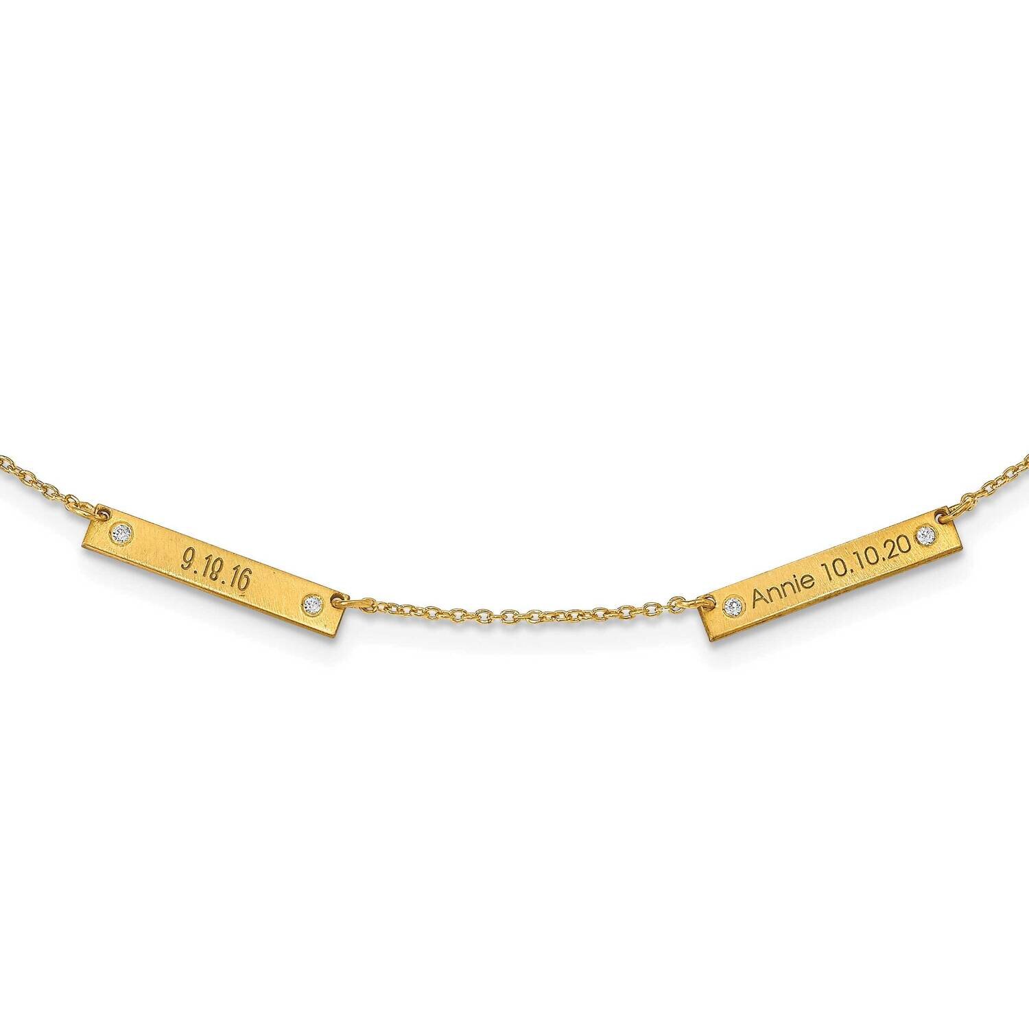 Brushed 2 Station with Diamond Necklace Sterling Silver Gold-plated XNA1177/2GP, MPN: XNA1177/2GP,