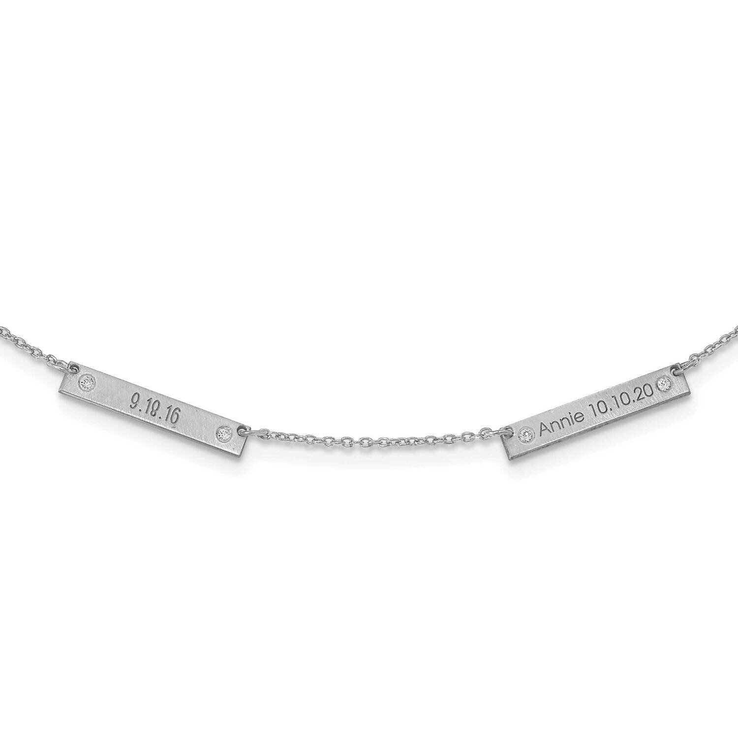 Brushed 2 Station with Diamond Necklace Sterling Silver Rhodium-plated XNA1177/2SS