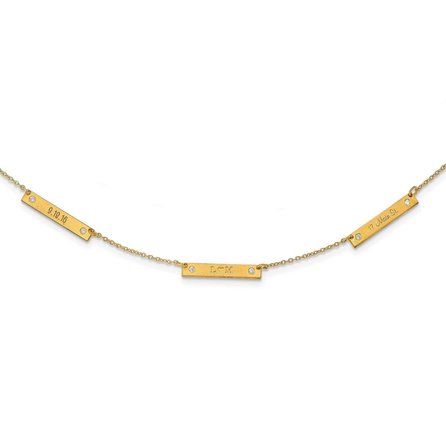 Brushed 3 Station with Diamond Necklace Sterling Silver Gold-plated XNA1177/3GP, MPN: XNA1177/3GP,