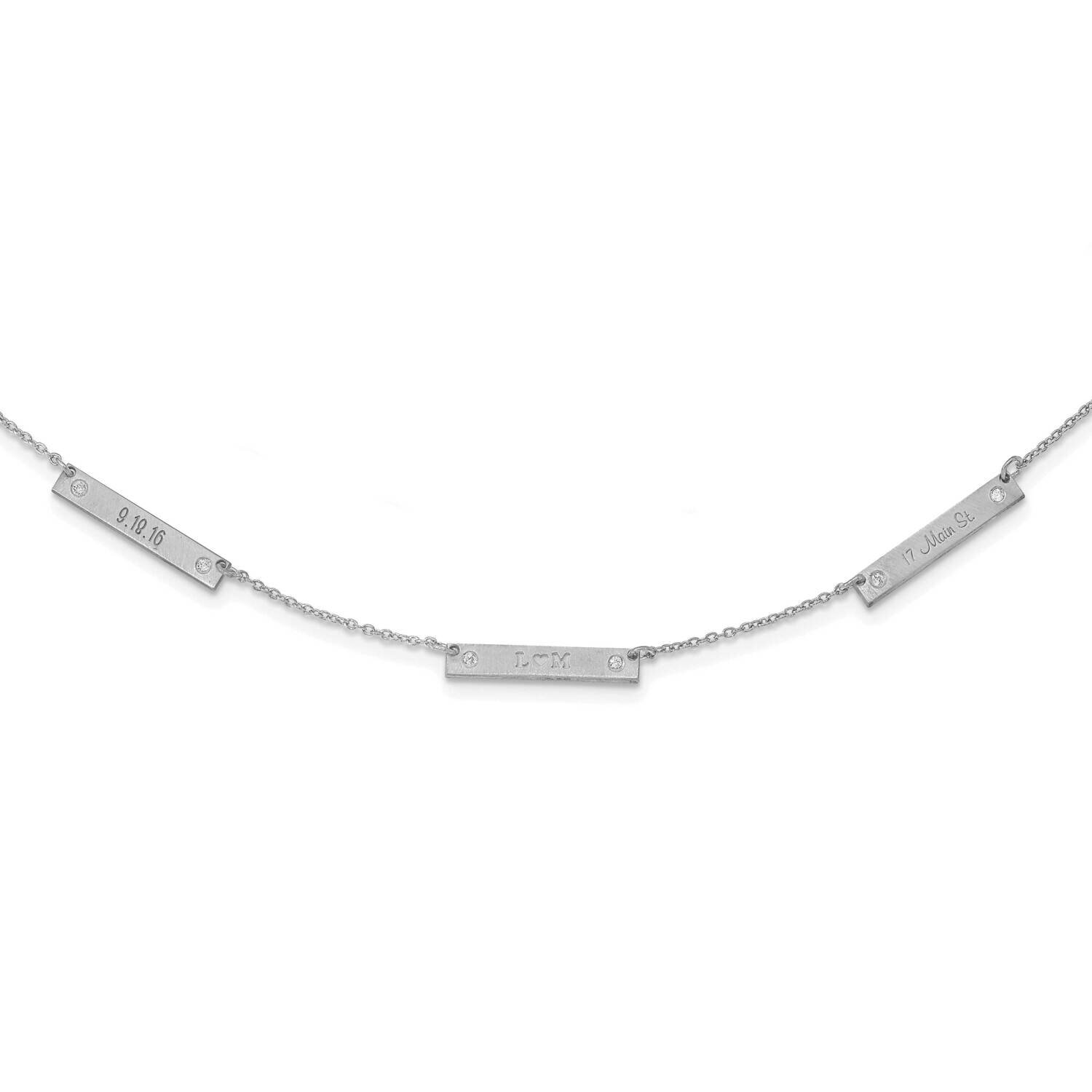 Brushed 3 Station with Diamond Necklace Sterling Silver Rhodium-plated XNA1177/3SS