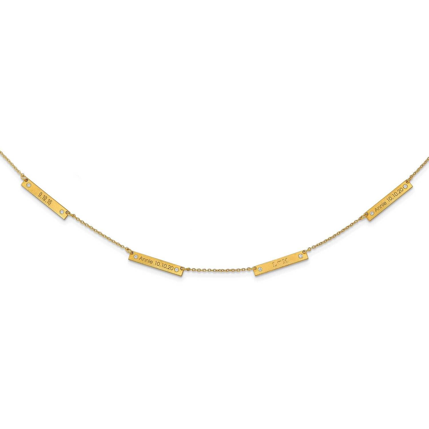 Brushed 4 Station with Diamond Necklace Sterling Silver Gold-plated XNA1177/4GP, MPN: XNA1177/4GP,