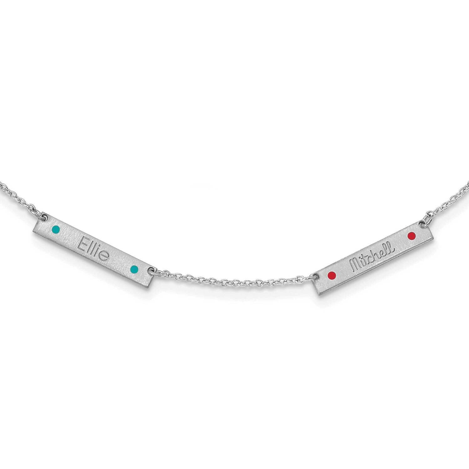 Brushed 2 Station with Epoxy Necklace Sterling Silver Rhodium-plated XNA1178/2SS