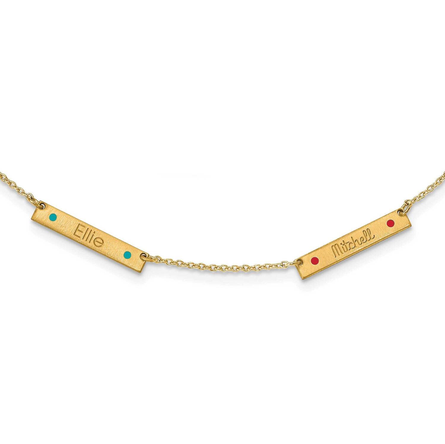 2 Station with Epoxy Necklace 14k Gold Brushed XNA1178/2Y