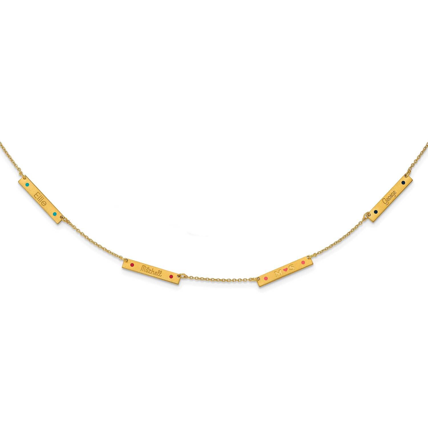 Brushed 4 Station with Epoxy Necklace Sterling Silver Gold-plated XNA1178/4GP