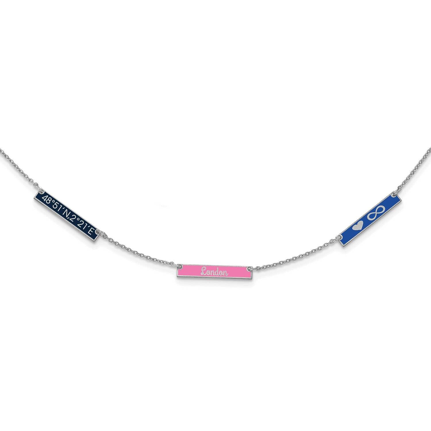 Epoxied 3 Station Necklace 14k White Gold Brushed XNA1179/3W, MPN: XNA1179/3W,