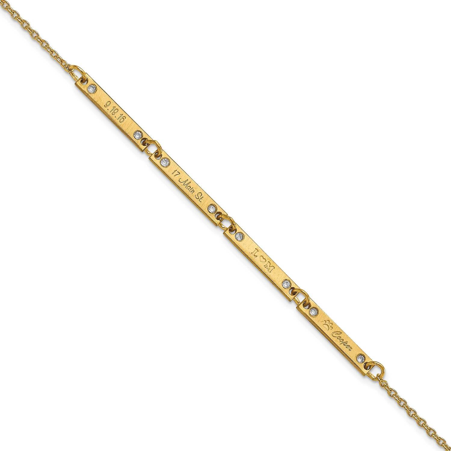 4 Station Diamond Bracelet 7 Inch 14k Gold Brushed XNA1181/4Y