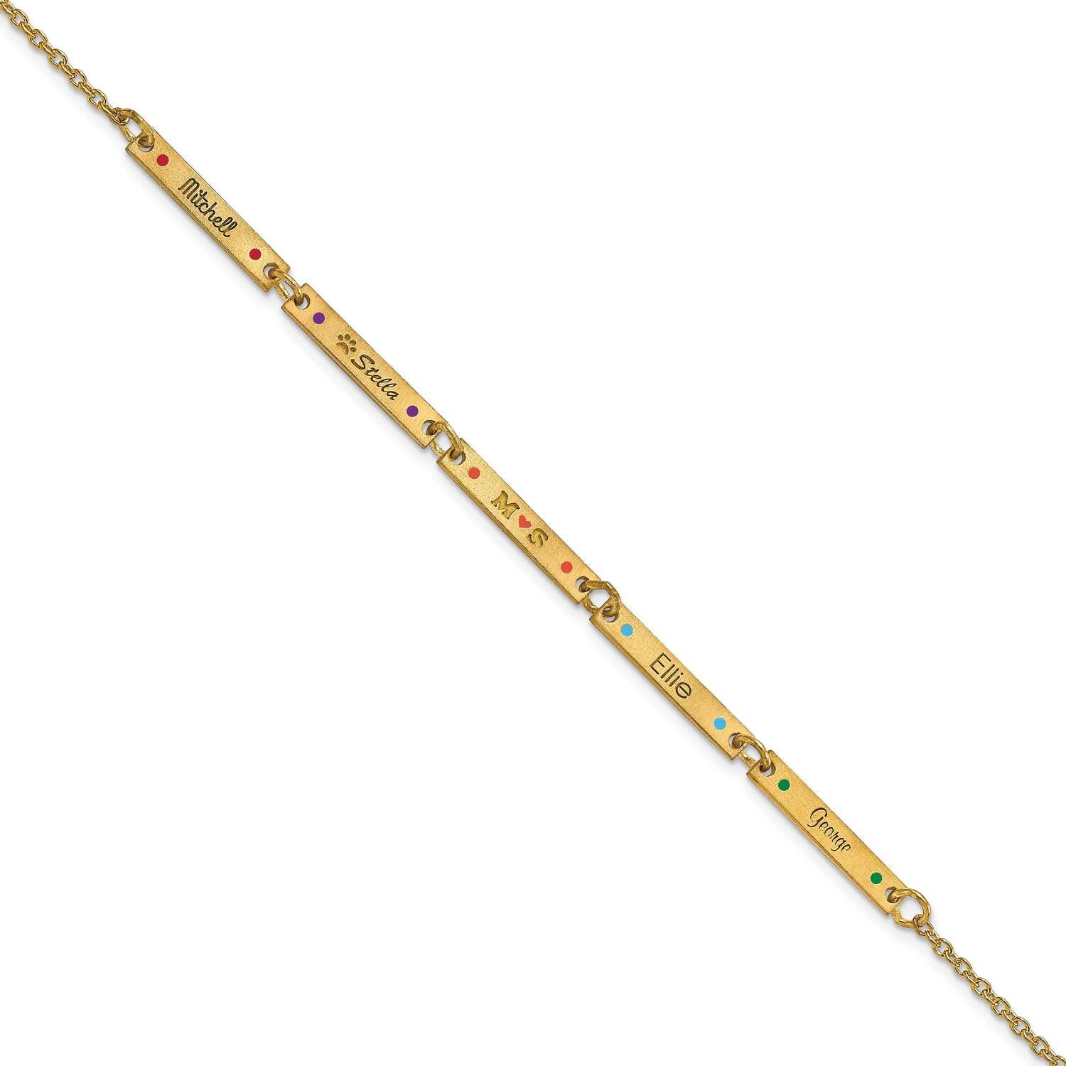 Brushed 5 Station with Epoxy Bracelet Sterling Silver Gold-plated XNA1182/5GP, MPN: XNA1182/5GP,