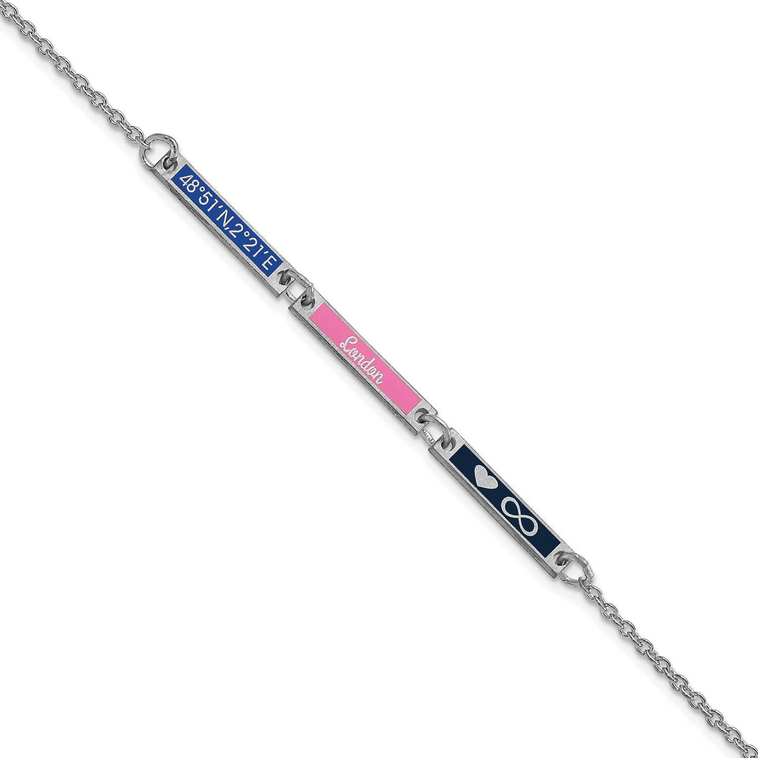 Brushed Epoxied 3 Station Bracelet Sterling Silver Rhodium-plated XNA1183/3SS, MPN: XNA1183/3SS,